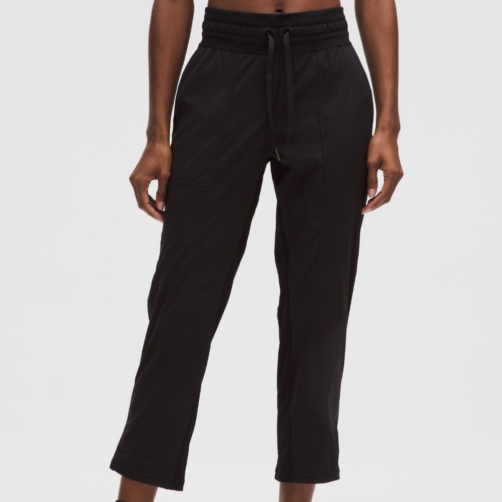 Lululemon Dance Studio Crop Pants MR Black Swift Fabric Drawstring Waist